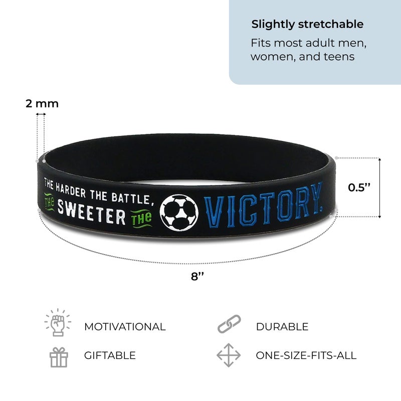 Inkstone (12-pack Soccer Motivational Silicone Bracelets - Wholesale Bulk Soccer Jewelry, Sports Gifts, Party Favors and Supplies, Soccer Bracelet For Boys - Image 3